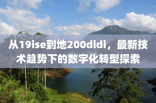 从19ise到地200didi，最新技术趋势下的数字化转型探索