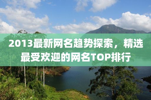 2013最新网名趋势探索，精选最受欢迎的网名TOP排行