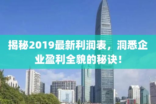 揭秘2019最新利润表，洞悉企业盈利全貌的秘诀！