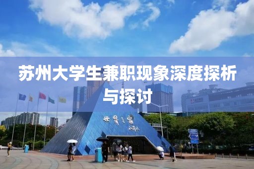 苏州大学生兼职现象深度探析与探讨